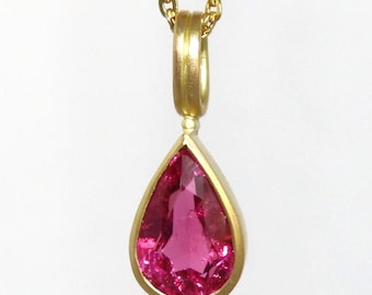 Pink tourmaline pendant in 750 gold, pink tourmaline pendant, 18k gold, unique jewelry from a goldsmith