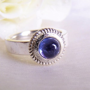 Tansanit Ring Silber, Größe 60, Cabochon Ring, Herrenring, Damenring blauer Stein, Einzelstück Bild 2