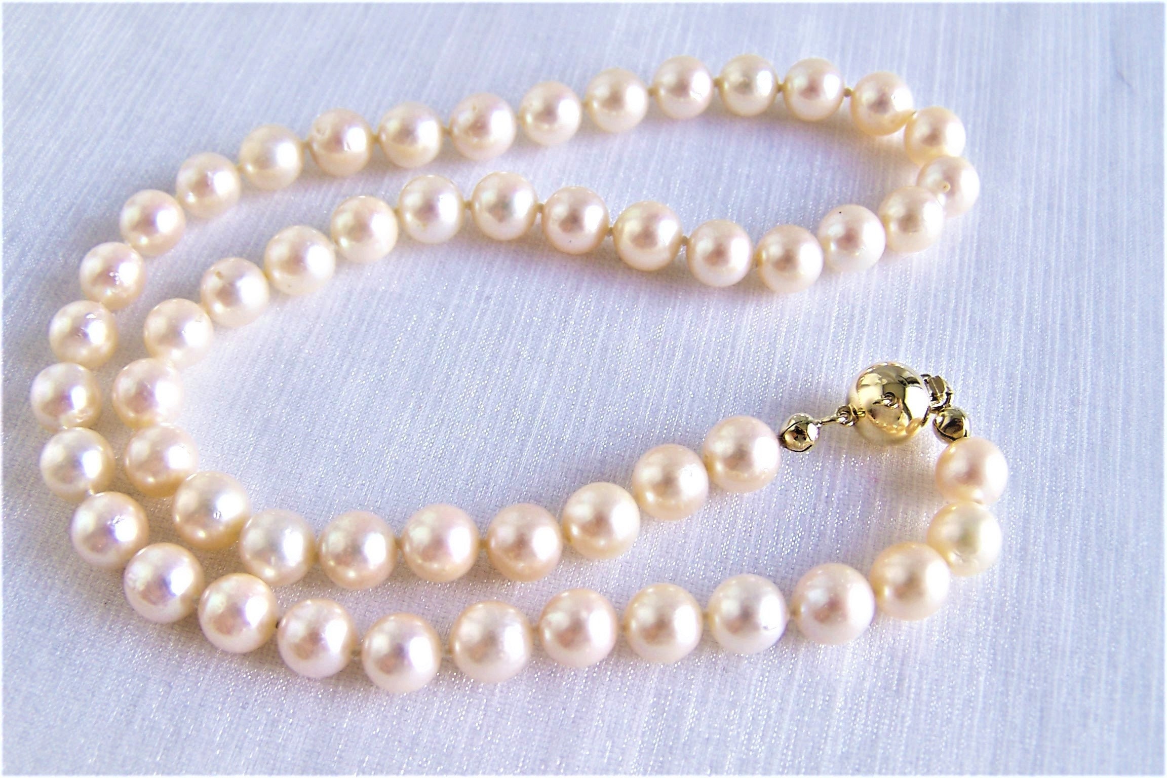 Zucht Perlenkette mit 585 Gold, 46 cm lang, Einzelstück