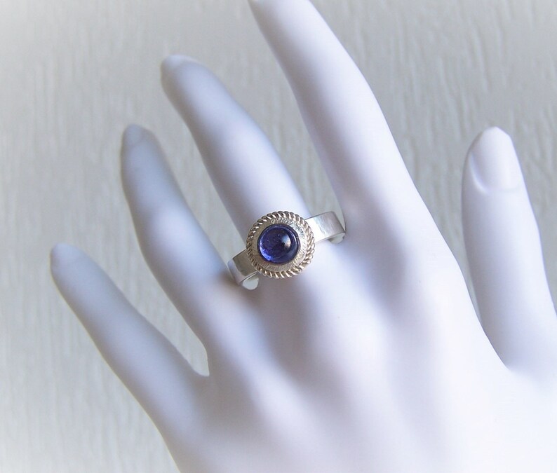 Tansanit Ring Silber, Größe 60, Cabochon Ring, Herrenring, Damenring blauer Stein, Einzelstück Bild 9