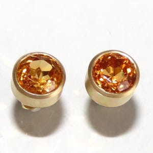 Mandarin garnet earrings made of 750 gold, Spessartine garnet stud earrings, unique jewelry from the goldsmith, goldsmith jewelry