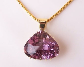 Amethyst Anhänger aus 585 Gold, lila Herz Kettenanhänger, Tropfen, Einzelstück von Unikatmeister