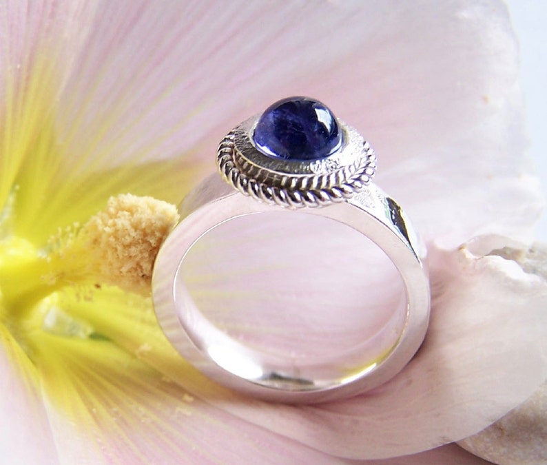 Tansanit Ring Silber, Größe 60, Cabochon Ring, Herrenring, Damenring blauer Stein, Einzelstück Bild 6