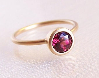 Rhodolite ring 585 rose gold, width 56, garnet ring gold, red ring, engagement ring by Unikatmeister