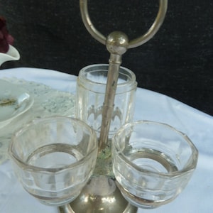 vintage menage, salt + pepper shaker, mustard pot