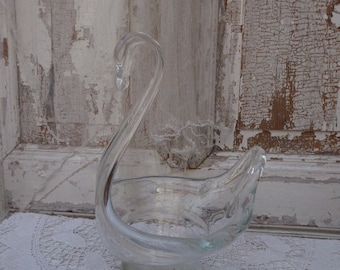 Glass planter swan