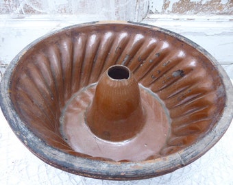 antique baking pan made of clay, baking pan earthenware