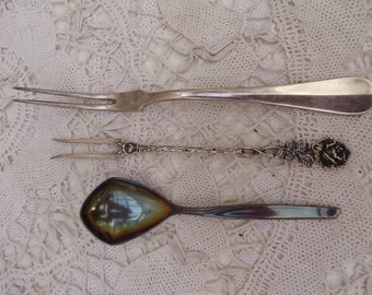 3 x old silver cutlery