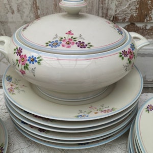 Dinner service, hand-painted, 6 persons, 15 pieces