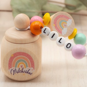 Milk tooth box with name girl rainbow wooden school enrollment gift birthday milk teeth tooth box storage teeth