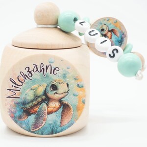 Milk tooth box personalized with name TURTLE boy girl gift milk teeth tooth box storage milk teeth tooth fairy image 5