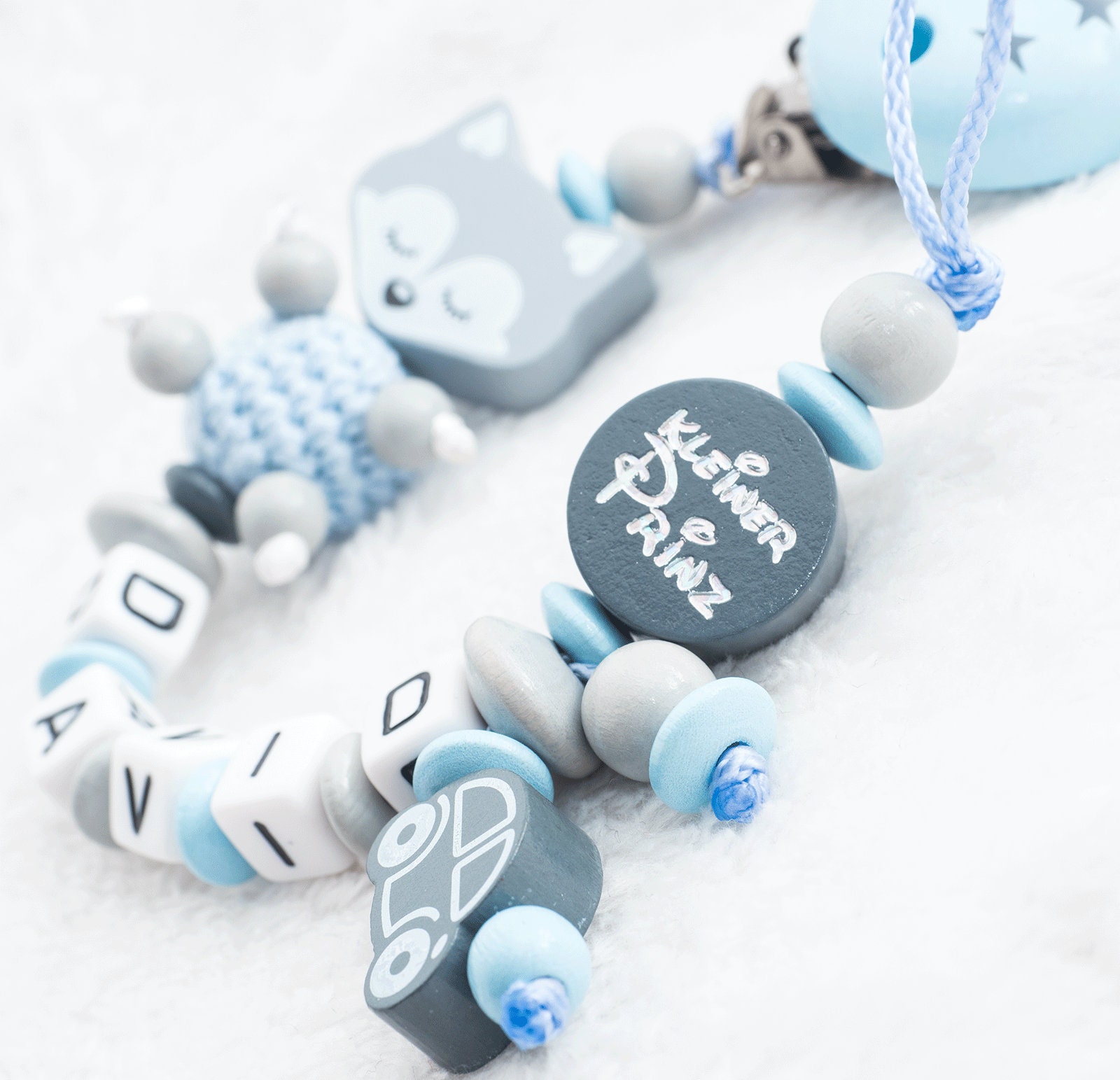 personalized different colors Pacifier chain Fuchs