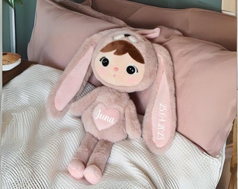 Plüschtier Hase Mädchen - Personalisiertes Kuscheltier zur Geburt - Mädchen rosa Plüsch - Babygeschenk zur Taufe Geburtstag - groß XXL