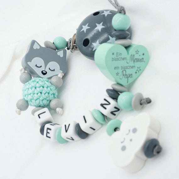Schnullerkette mit Namen ♥ Prinzessin ♥ Doppelnamen ★ lange Namen 11 Buchstaben