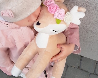 Cuddly toy named REH personalized baby gift birth christening pink baby shower stuffed animal