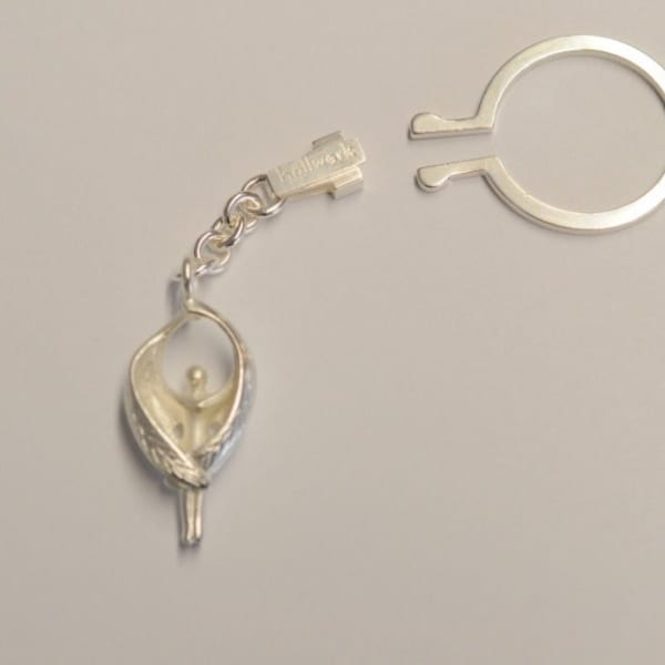 Silber Schlüsselanhänger mit Schutzengel, Engel Edition 2015, 925 Sterling Silber