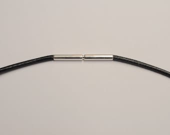 Lederband schwarz mit Silber Bajonettverschluss | Ø 1,3 mm