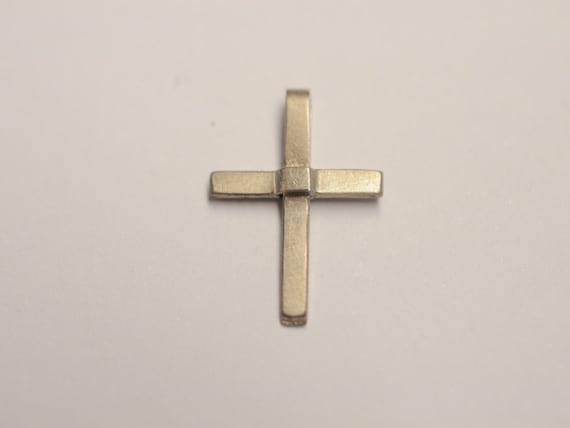 Weiß Gold 585 Kreuz Anhänger 16 X 27 Mm Zur Taufe Kommunion Mit Silber