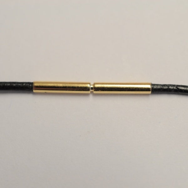 Lederband schwarz mit vergoldetem Bajonettverschluss | Ø 1,3 mm