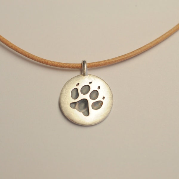 Geschenk für Hundebesitzer, Pfote Anhänger aus Silber, Tatze, Hundepfote Halskette
