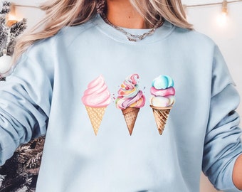Sudadera de helado para primavera y verano, bonita sudadera para mujer, regalo de Navidad para ella, camiseta unisex para fiesta de cumpleaños, regalo para amantes del helado, día de la madre.