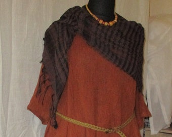 Ladies summer set, size 50/52, skirt, tunic, belt, chain, earth colors, with addition to the set.