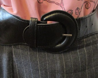 Vintage ceinture 7 cm de largeur, 70-80 cm, élastique avec belle boucle, ceinture noire, ceinture large, ceinture élastique