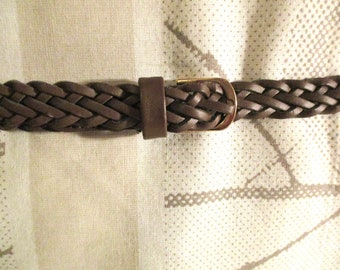 2 narrow belts, 13 and 15 mm, braided/stamped, brown, size 36/38