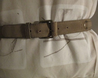 Old belt, suede look, beige, 85 +~ 3 cm, artificial leather, vintage, 3.5 cm wide, denim belt