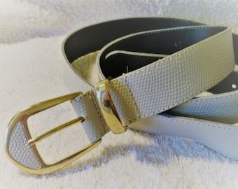 Various vintage belts, leather belts, Gr 48, Gr 96 (46), Gr 85 (42), Red, Water Blue, Light Beige