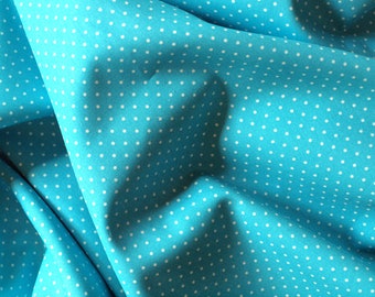 Fabric white mini-dots on turquoise blue