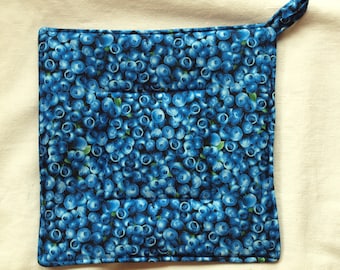 Pot holder blueberries blue