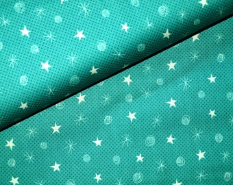 Fabric stars turquoise white 0,25 m