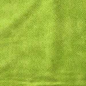 May include: A close-up of a green fabric with a subtle pattern of small, repeating circles.