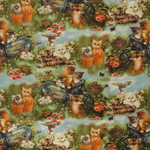 Stoff Katzen Nostalgie