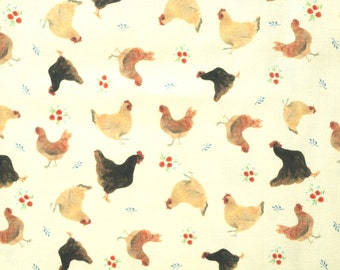 Fabric chickens brown and beige