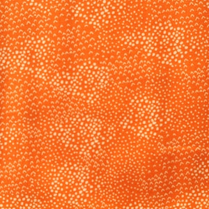 Könnte beinhalten: Orangener Stoff mit einem weißen Tupfenmuster. Die Punkte sind klein und gleichmäßig verteilt.