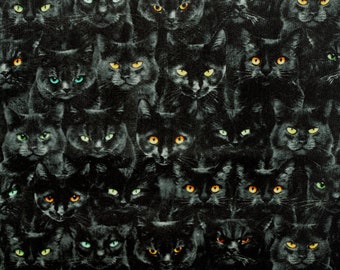 Stoff Katzen schwarz