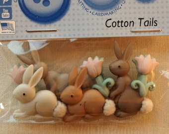 buttons rabbits and flowers
