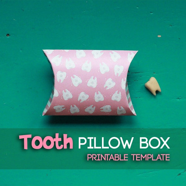 Printable Tooth Pillow Box for children waiting for the Tooth Fairy, printable box, gift box, template, tooth fairy (pink), dentist
