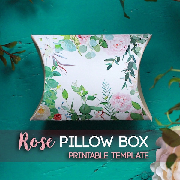 Printable Botanical Rose Box, printable box, gift box, template, printable template, botanical, template, roses, floral template, pillow box