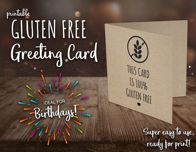 Gluten Free Birthday Card Gluten Free Greeting Card Etsy