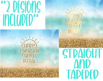 Sunrise Sunburn Sunset Repeat PNG, Beach Sunset 20 oz Skinny Tumber Design, Glitter Sand Sunset Sunrise PNG