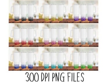9 Glitter Bottoms for 40oz Tumblers, Glitter Designs for 40oz Tumbler, 300 DPI PNG Files, All 9- High Resolution files included!