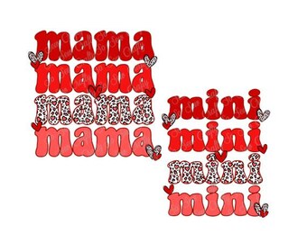 Mama Mini Cheetah Valentine's Day Design, Mama Mini Valentines Day PNG, BOTH Designs Included
