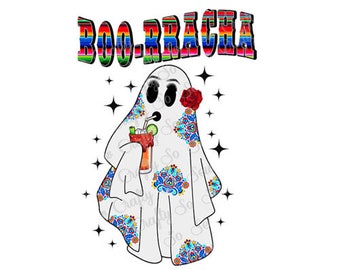 BOO-Rracha Serape Ghost PNG, Mexican Serape Halloween Design, Drunk Ghost PNG, Cute Borracha Ghost png