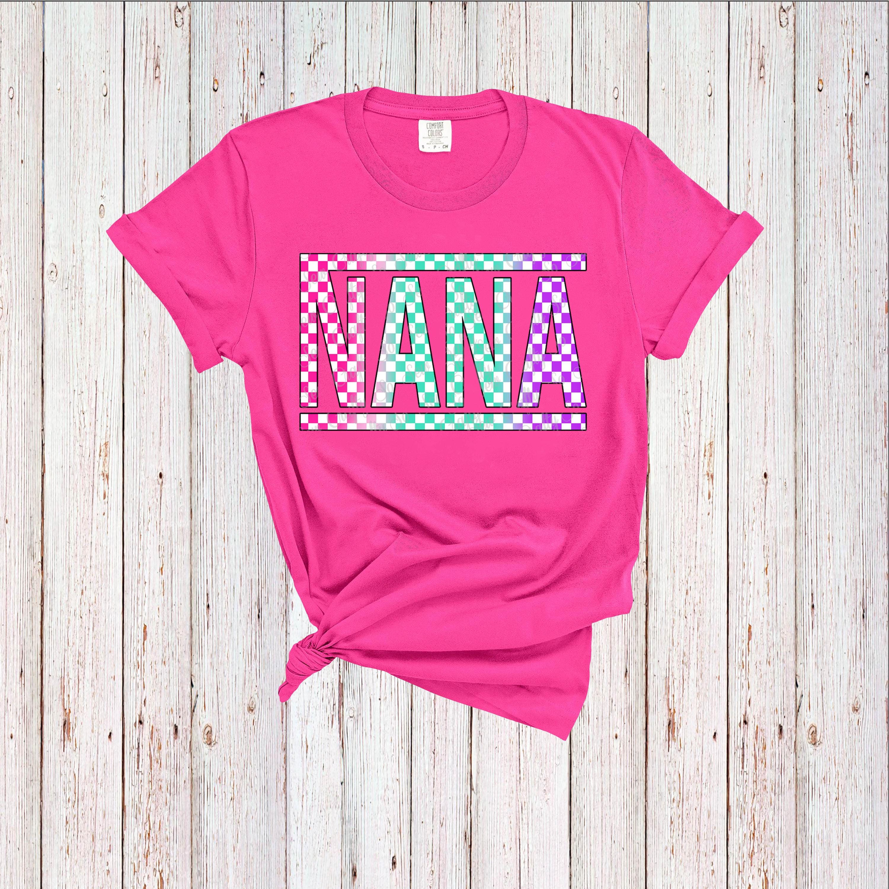 Retro Checkered Nana, Nana PNG, Nana Retro PNG, Distressed Retro