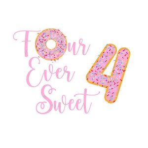 Vier immer süße PNG, Donut Streusel Design, Geburtstag besprüht Donut Design