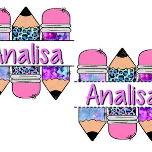 School Pencils With Custom Name PNG, Back To School Design, Pencils PNG, Colorful Cheetah Glitter Pencils PNG