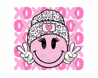 XOXO Valentine&#39;s Day Smiley Retro PNG, Valentine&#39;s Day Retro Design